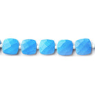 8x8mm Dyed Turquoise Howlite faceted pillow beads 13.5 inch 37 pieces - The Bead Traders