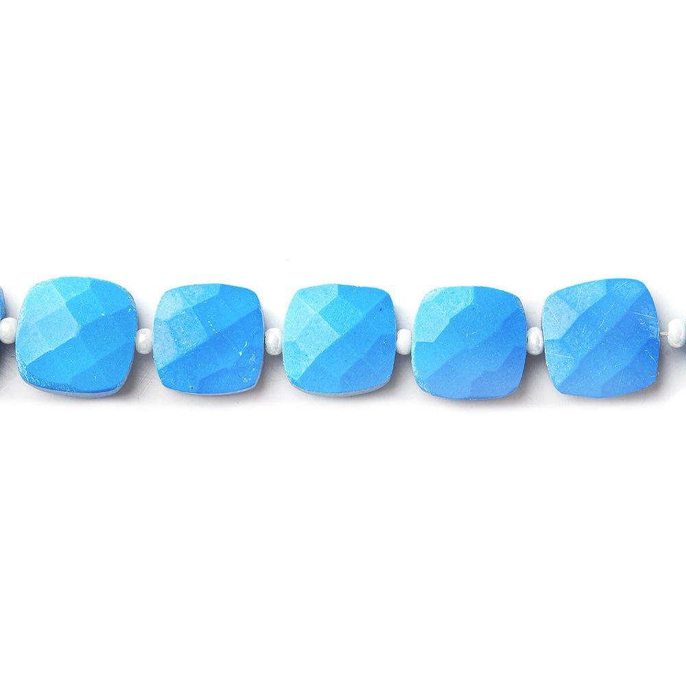8x8mm Dyed Turquoise Howlite faceted pillow beads 13.5 inch 37 pieces - The Bead Traders