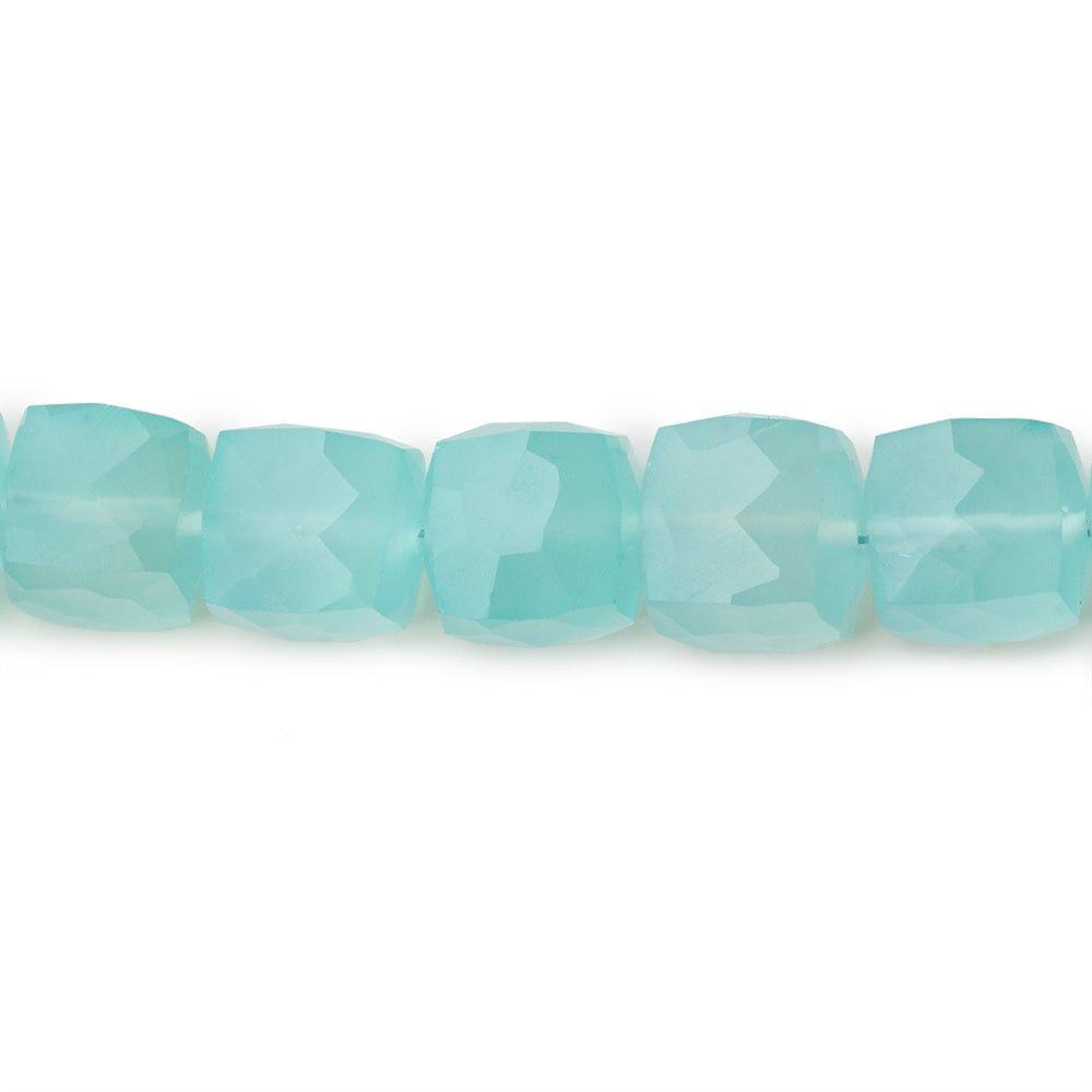 8x8mm Seafoam Blue Chalcedony faceted cubes 7.5 inch 23 large hole beads - The Bead Traders