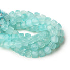 8x8mm Seafoam Blue Chalcedony faceted cubes 7.5 inch 23 large hole beads - The Bead Traders