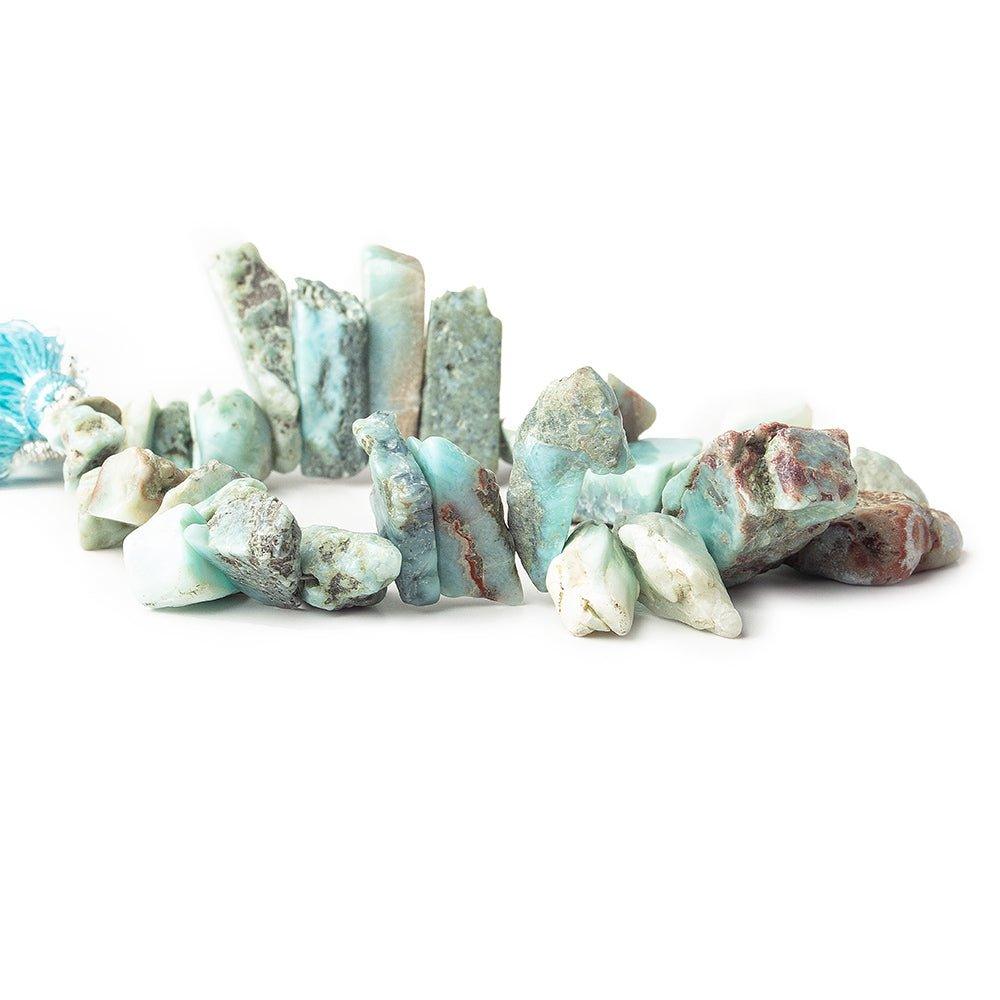 8x8x3-22x17x7mm Larimar top drilled Natural Crystal Chip beads 7.5 inch 31 beads - The Bead Traders