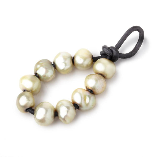 9-10.5mm Pale Lemongrass Baroque 2.5mm large hole Pearls 10 pieces