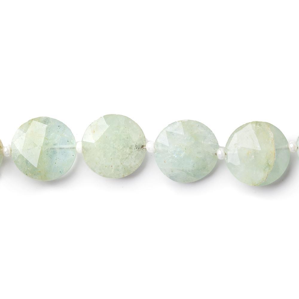 9-10mm Aquamarine faceted coins 6 inch 13 pieces - The Bead Traders