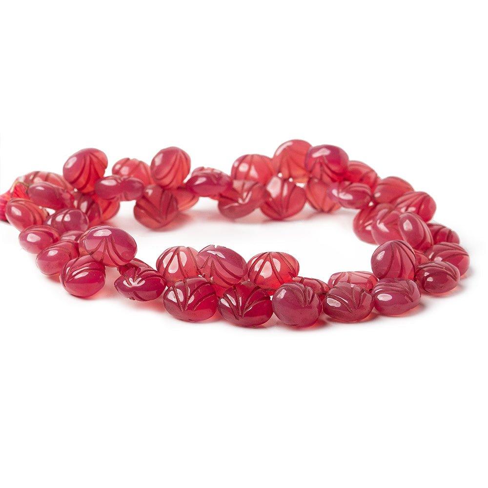 9-10mm Berry Chalcedony Carved Heart Beads 8 inch 48 pieces - The Bead Traders