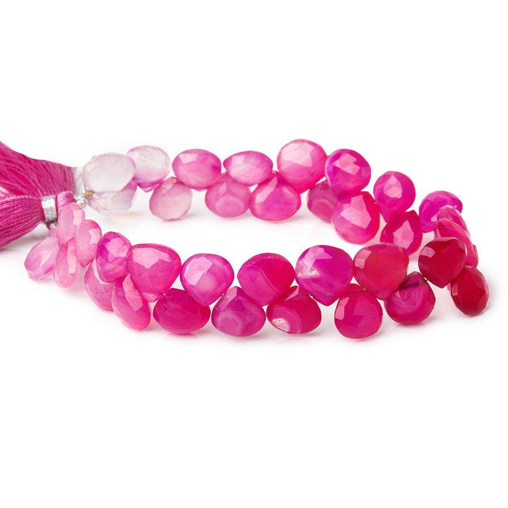 9-10mm Berry Pink Chalcedony Faceted Heart Beads 8 inch 39 pcs - The Bead Traders