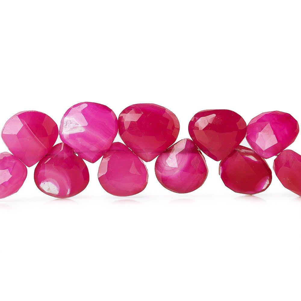 9-10mm Berry Pink Chalcedony Faceted Heart Beads 8 inch 39 pcs - The Bead Traders