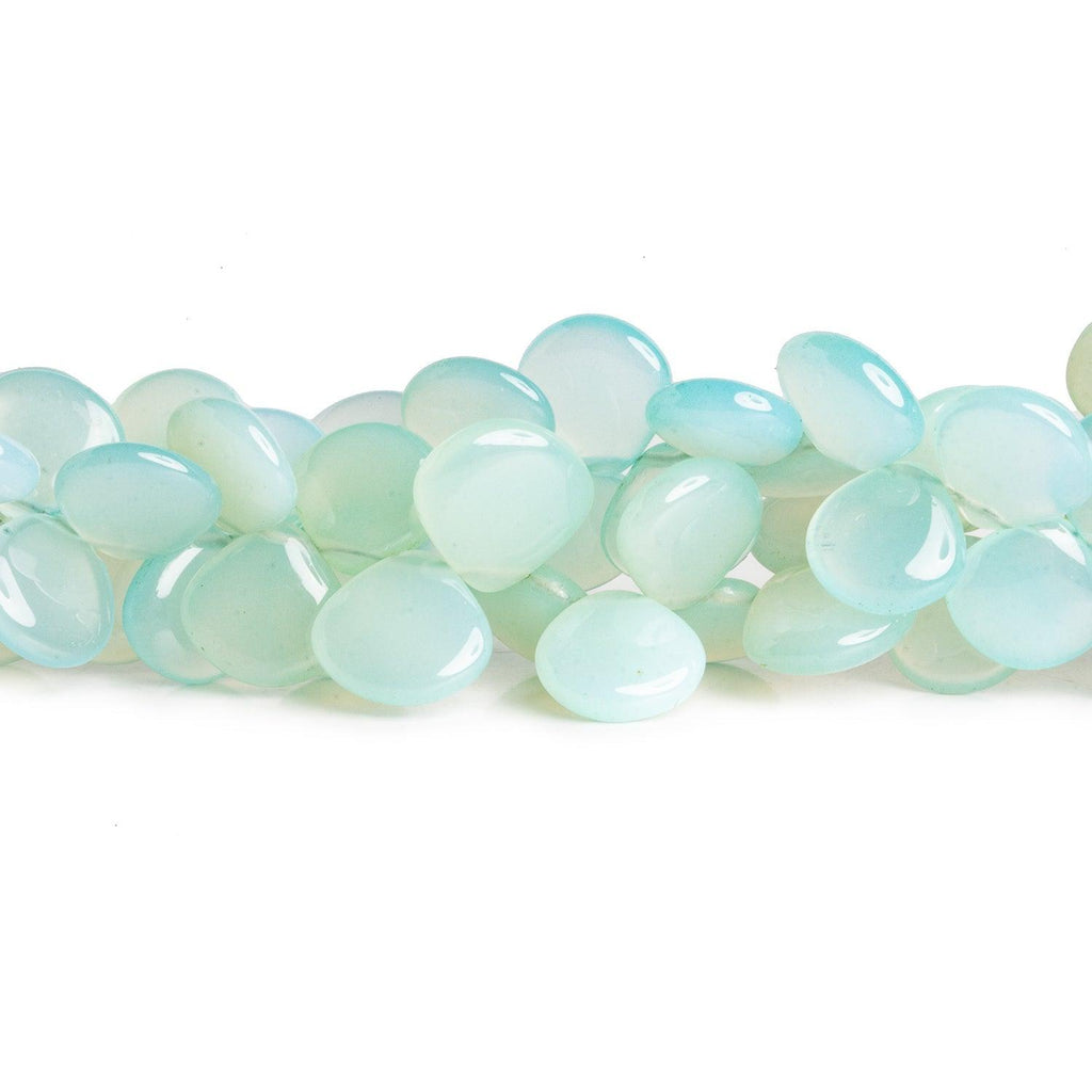 9-10mm Blue Chalcedony Plain Hearts 7.5 inch 48 beads - The Bead Traders