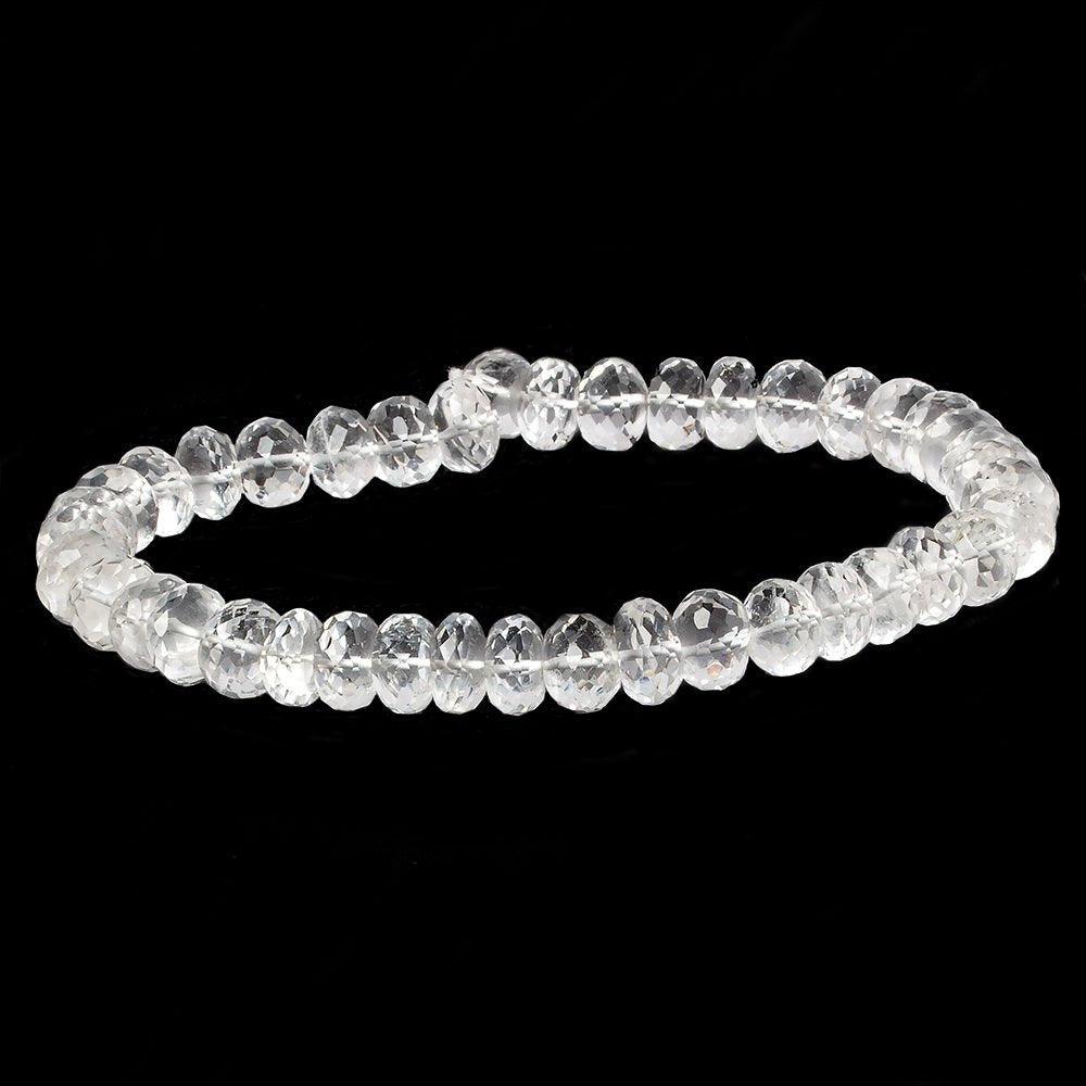 9-10mm Crystal Quartz Faceted Rondelle Beads 10 inch 40 pieces - The Bead Traders