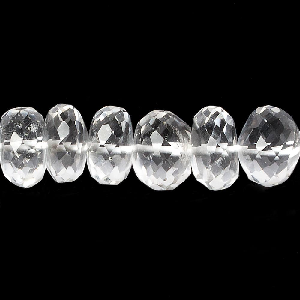 9-10mm Crystal Quartz Faceted Rondelle Beads 10 inch 40 pieces - The Bead Traders