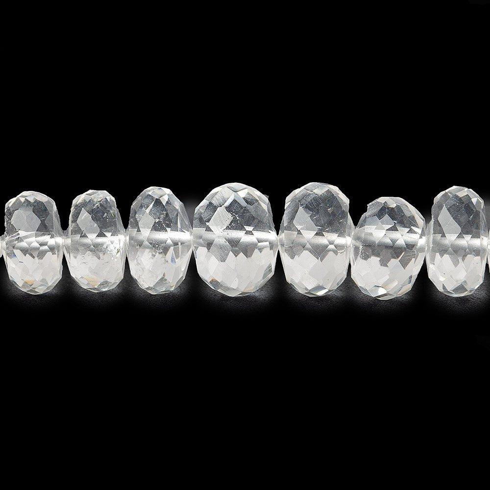 9-10mm Crystal Quartz faceted rondelle beads (lab created) 15 inch 67 pieces - The Bead Traders