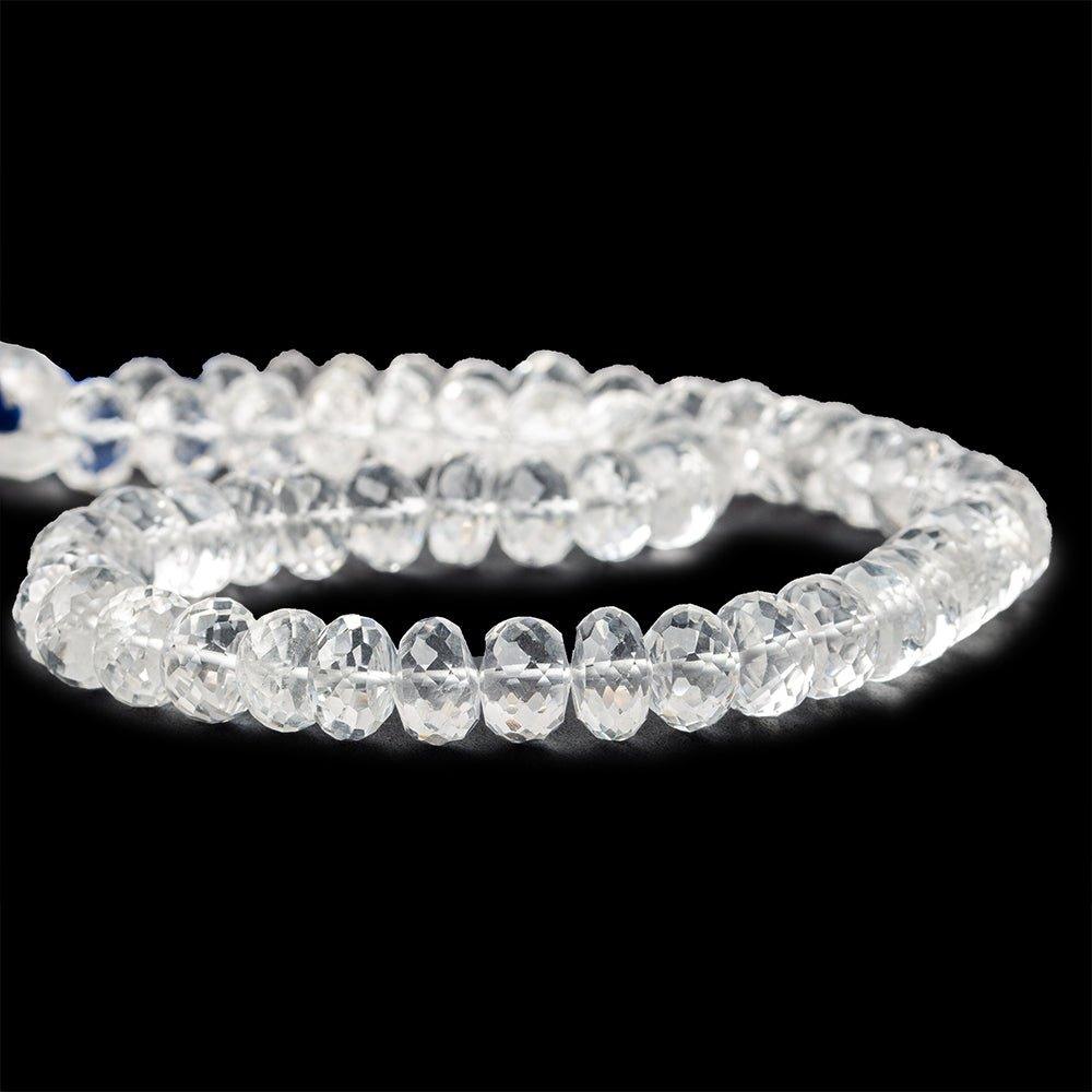 9-10mm Crystal Quartz faceted rondelle beads (lab created) 15 inch 67 pieces - The Bead Traders