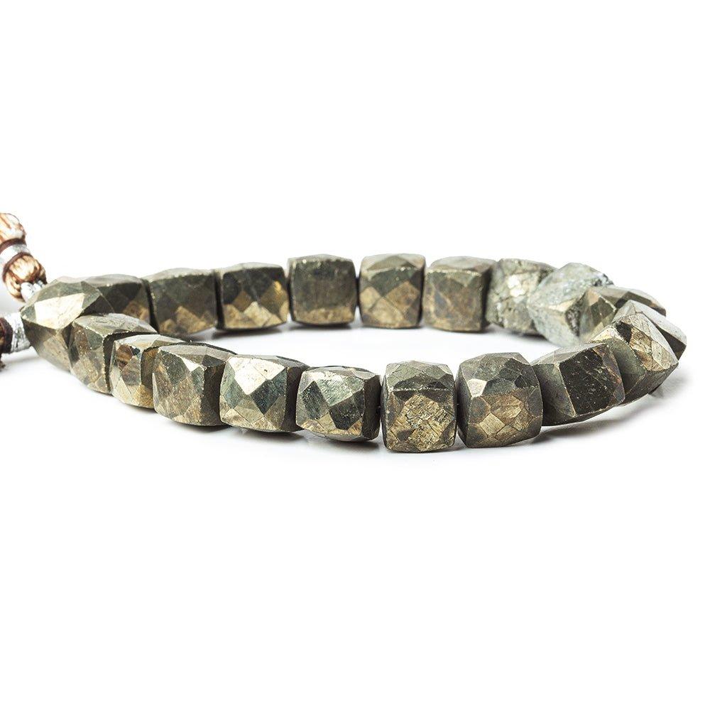 9-10mm Golden Pyrite Faceted Cube Beads 8 inch 18 pieces - The Bead Traders