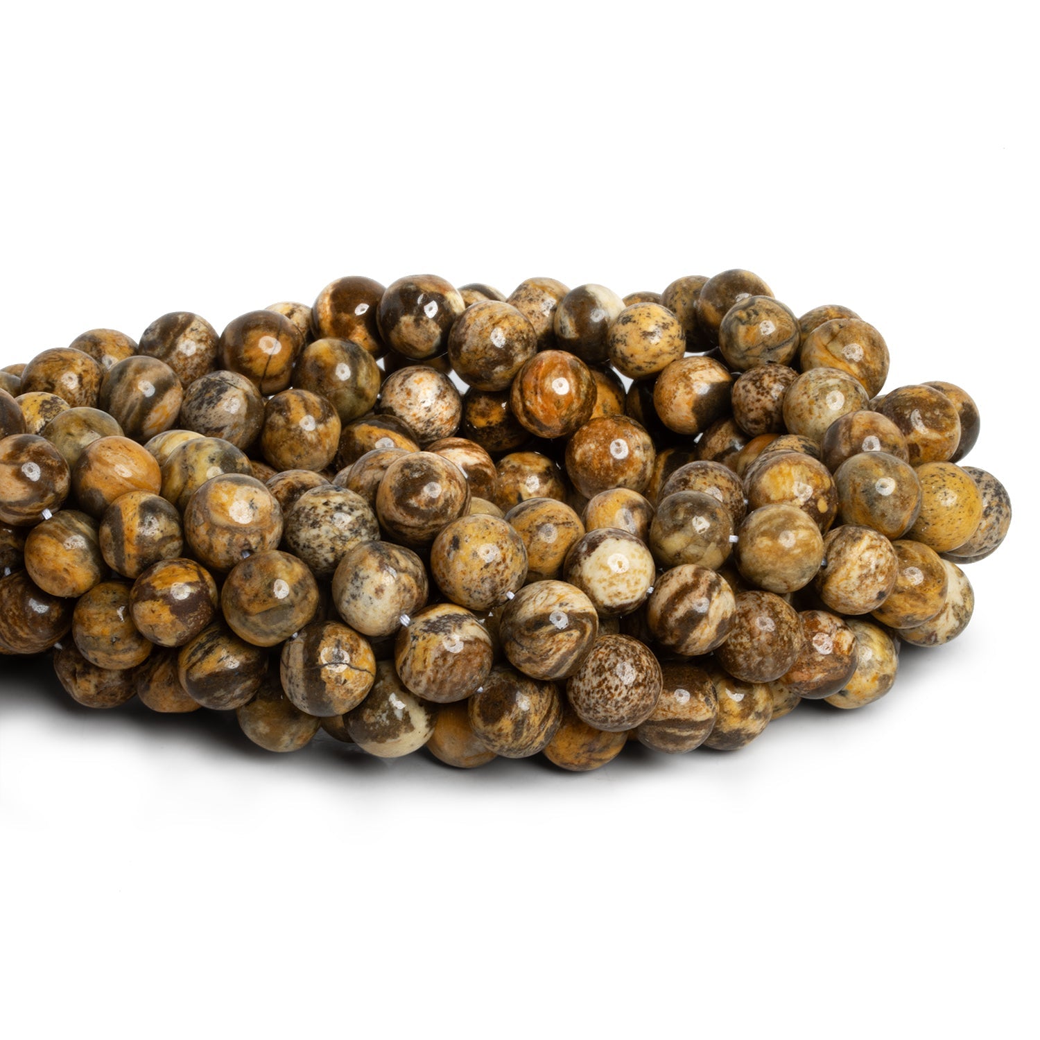9-10mm Jasper Handcut Rounds 15 inch 35 beads - The Bead Traders
