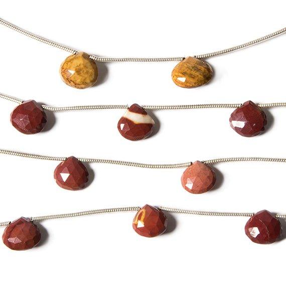 9-10mm Moukaite Jasper Faceted Heart 6 inch 6 Beads - The Bead Traders
