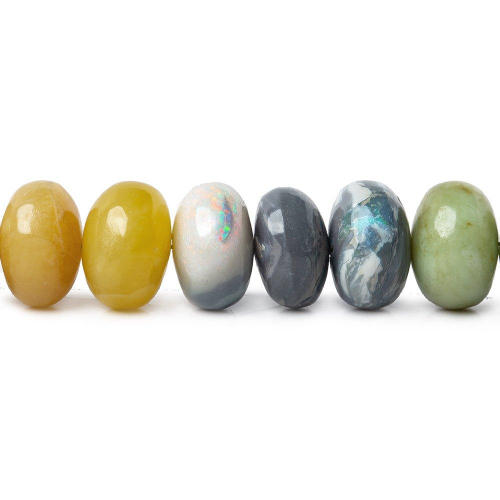 9-10mm Multi Opal plain rondelle beads 15.5 inch 59 pieces - The Bead Traders