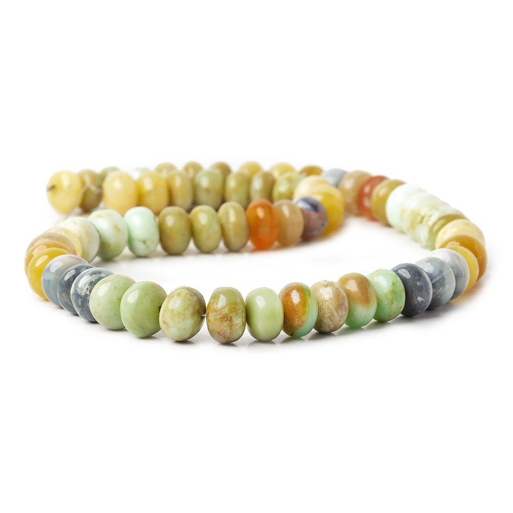 9-10mm Multi Opal plain rondelle beads 15.5 inch 59 pieces - The Bead Traders