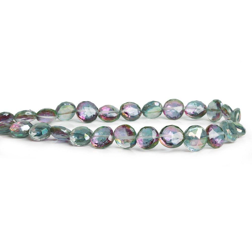 9-10mm Mystic Blue Topaz Faceted Coin Beads 9 inch 25 pieces - The Bead Traders