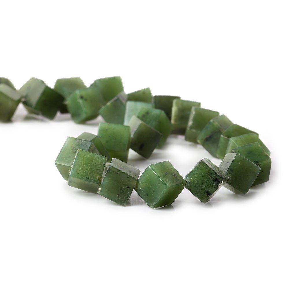 9-10mm Nephrite corner drilled plain cube beads 16 inch 30 pieces - The Bead Traders