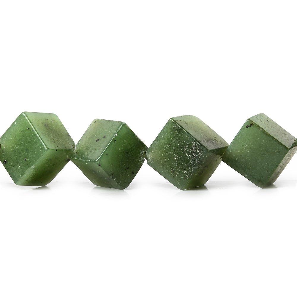 9-10mm Nephrite corner drilled plain cube beads 16 inch 30 pieces - The Bead Traders