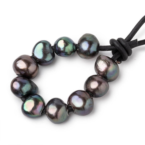 9-10mm Peacock Baroque Large Hole Freshwater Pearls 10 pcs