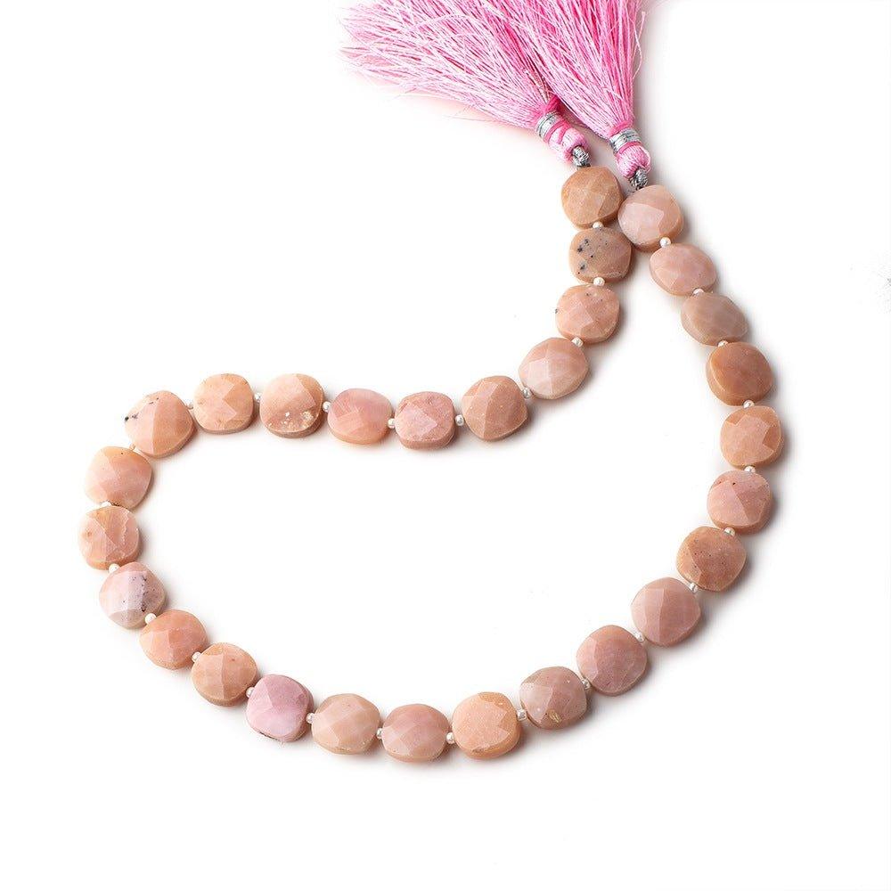 9-10mm Pink Peruvian Opal faceted pillow beads 14 inch 29 pieces - The Bead Traders