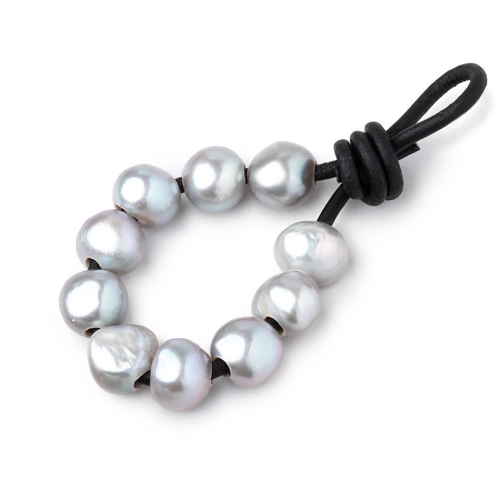 9-10mm Rose Silver Baroque large hole Freshwater Pearl 10 pieces - The Bead Traders