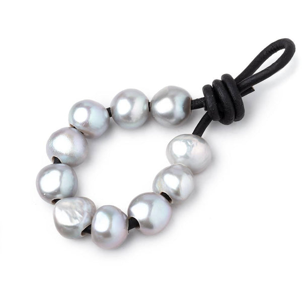 9-10mm Rose Silver Baroque large hole Freshwater Pearl  10 pieces