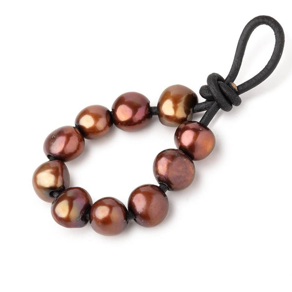 9-10mm Saffron Brown Baroque 2.5mm Large Hole Pearls 10 pieces