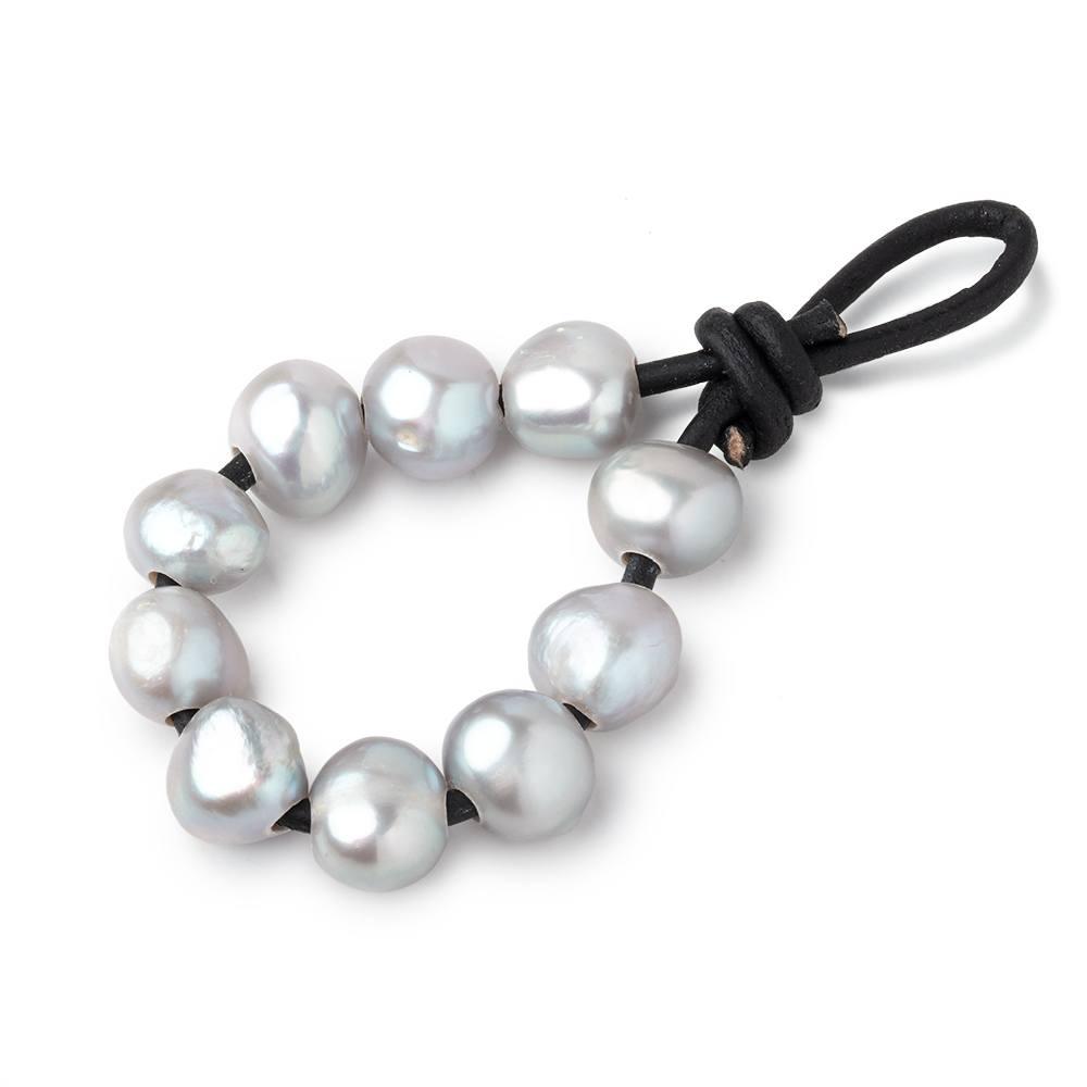 9-10mm Teal Silver Large Hole Baroque Freshwater Pearls 10 beads - The Bead Traders