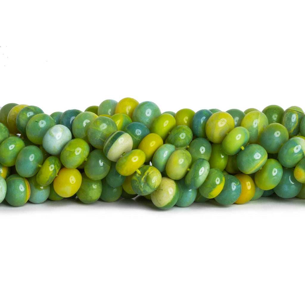 9-10mm Yellow & Green Opal Plain Rondelles 16 inch 68 beads - The Bead Traders