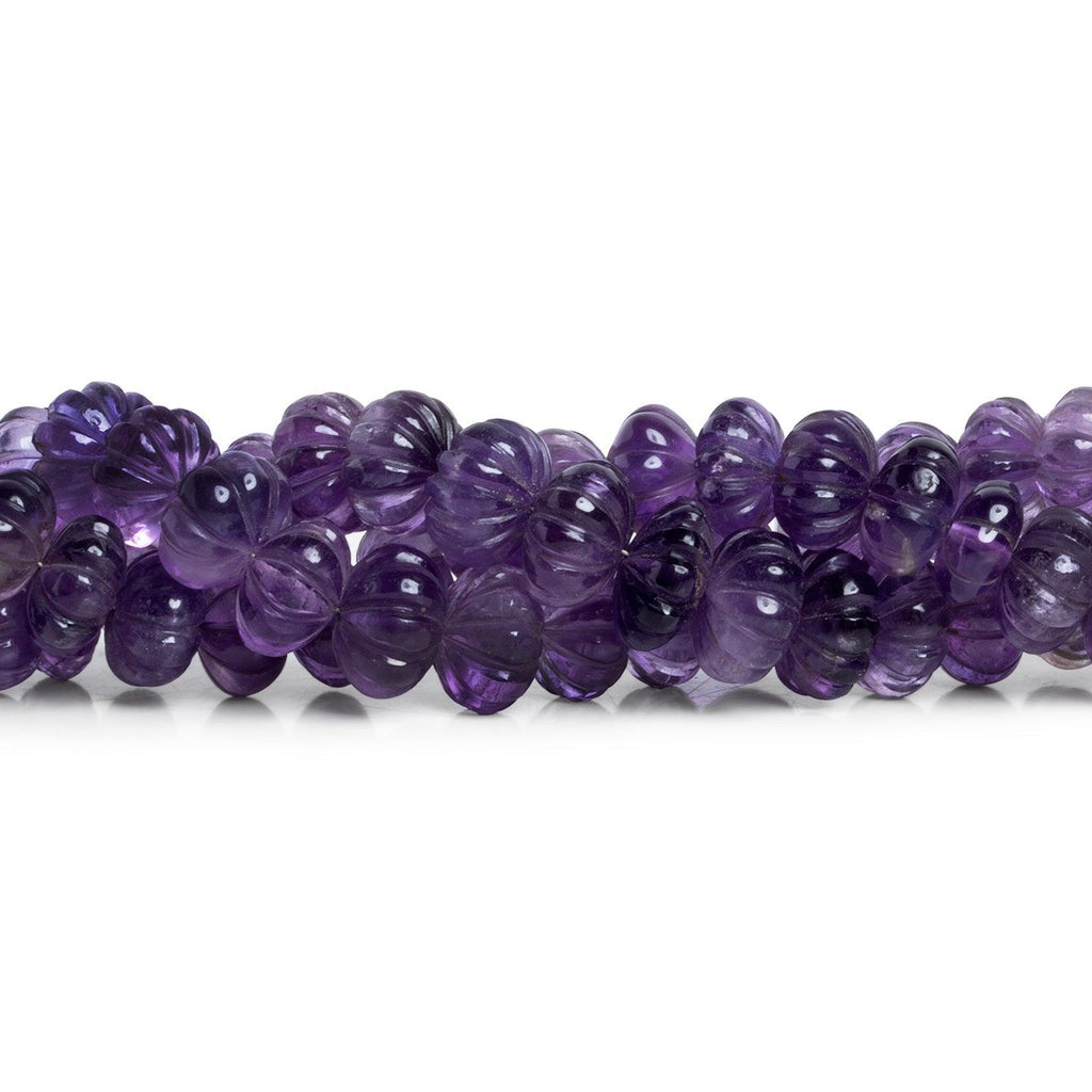 9-11mm Amethyst Carved Rondelles 8 inch 28 beads - The Bead Traders