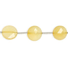 9-11mm Chiffon Yellow Chalcedony faceted coin beads 7 inch 10 pieces - The Bead Traders