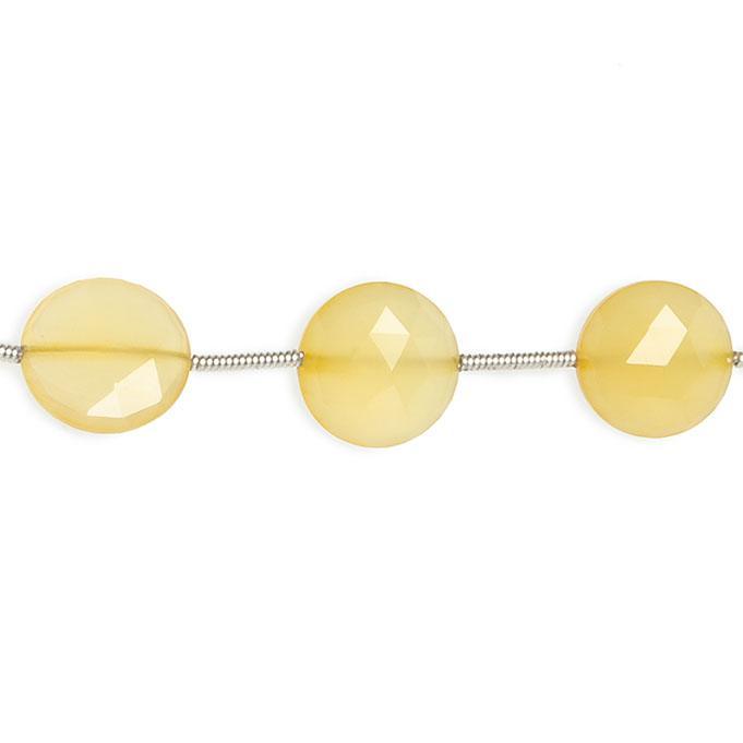 9-11mm Chiffon Yellow Chalcedony faceted coin beads 7 inch 10 pieces - The Bead Traders