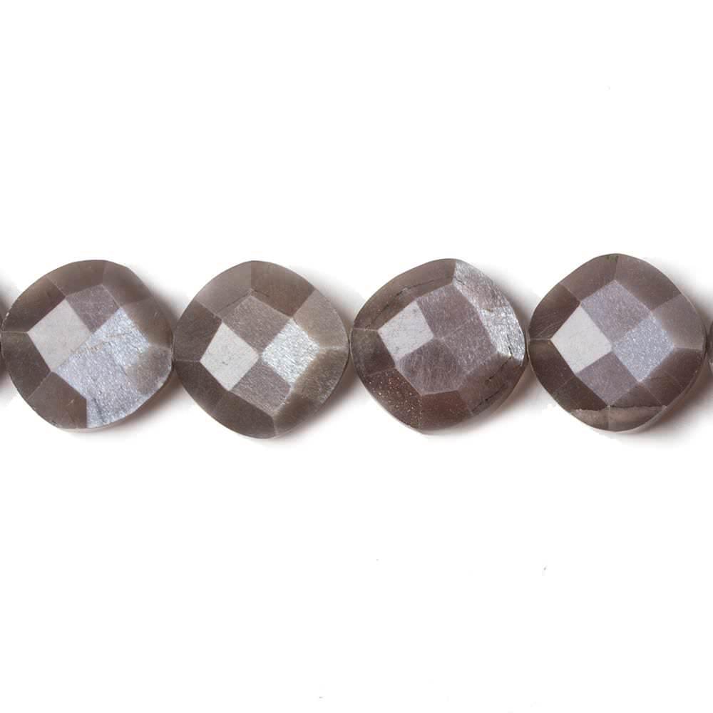 9-11mm Chocolate Moonstone faceted pillow beads 7 inch 15 pieces - The Bead Traders