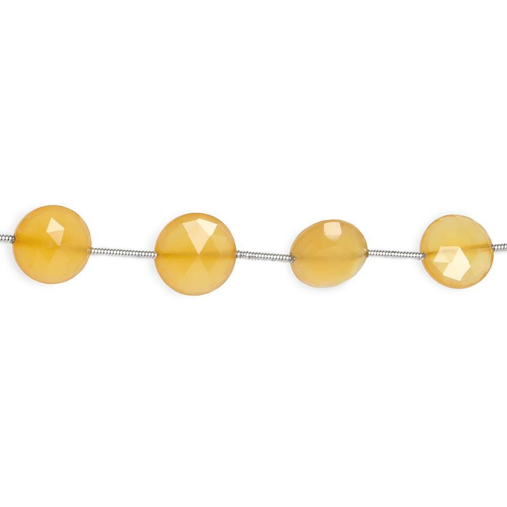 9-11mm Daffodil Yellow Chalcedony faceted coin beads 7.5 inch 10 pieces - The Bead Traders
