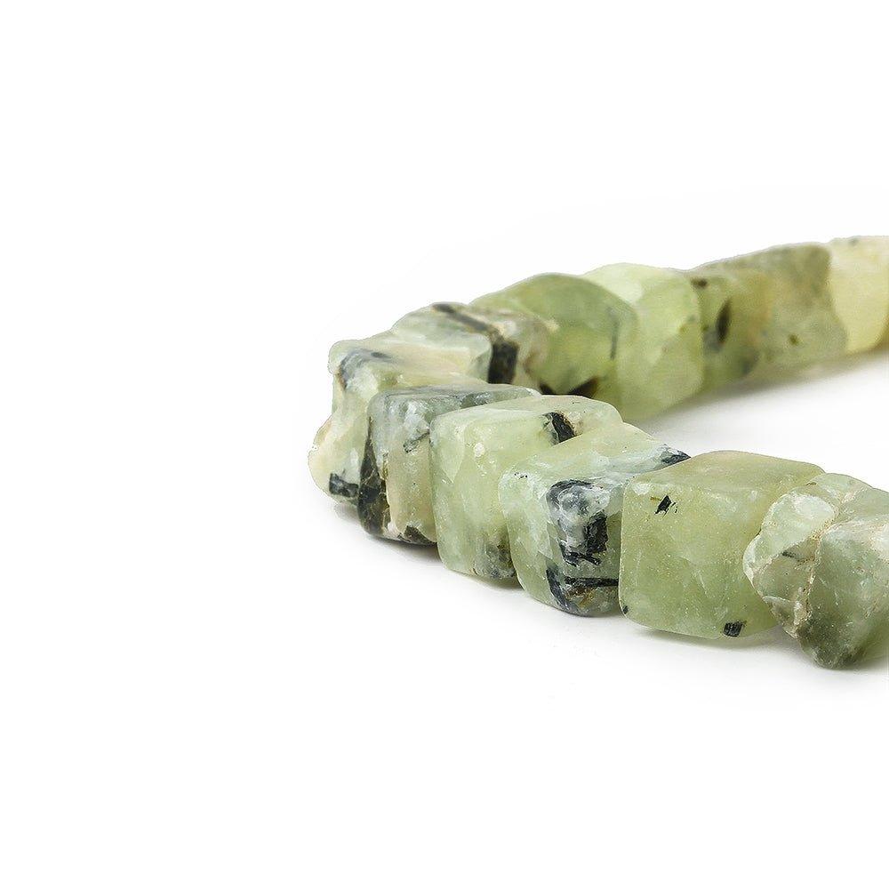 9-11mm Frosted Prehnite Hammer Faceted Cube Beads 8 inch 19 pieces - The Bead Traders