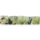 9-11mm Frosted Prehnite Hammer Faceted Cube Beads 8 inch 19 pieces - The Bead Traders