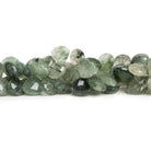 9-11mm Green Tourmalinated Quartz Hearts 7.5 inch 43 beads - The Bead Traders