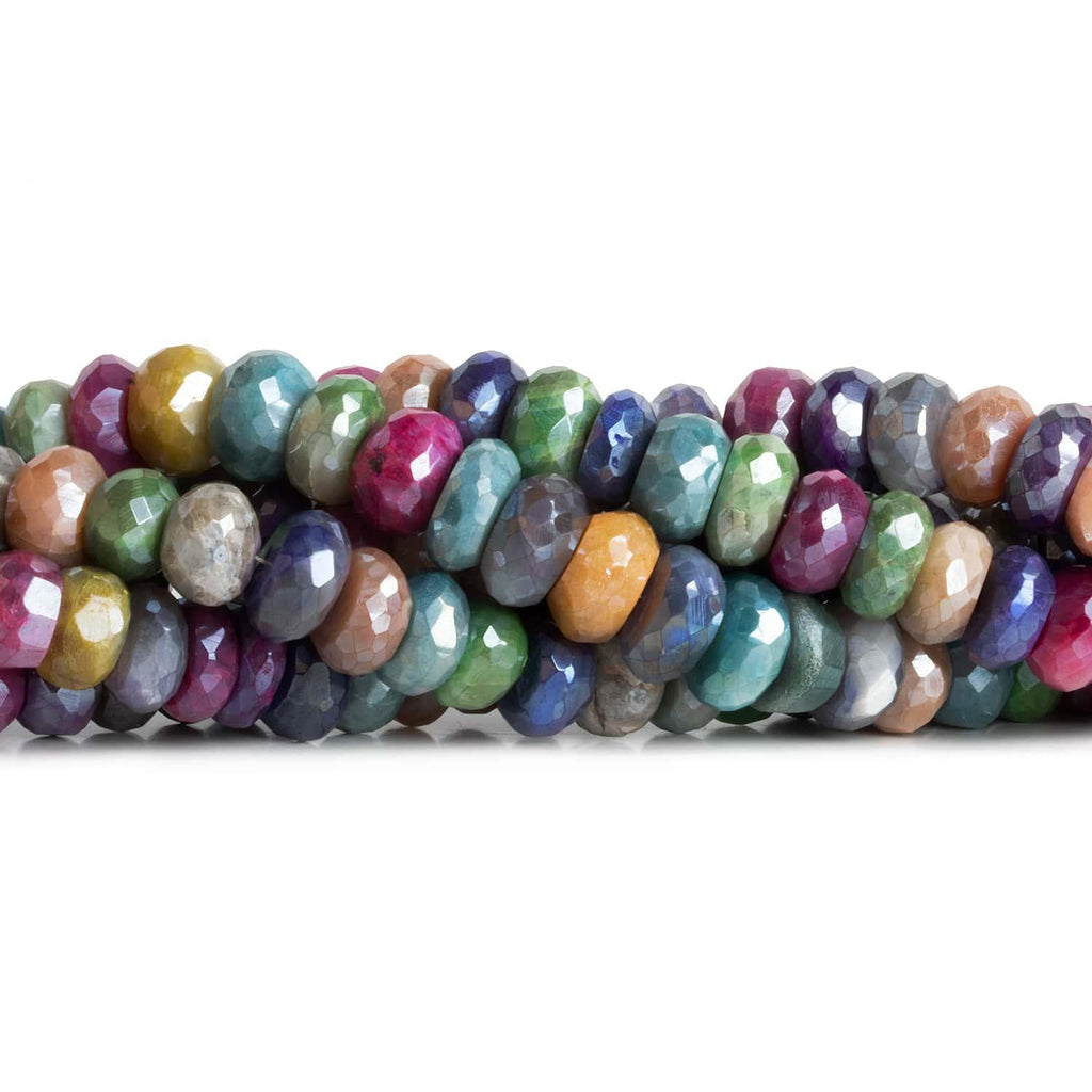9-11mm Mystic Multi Moonstone Faceted Rondelles 8 inch 33 beads - The Bead Traders