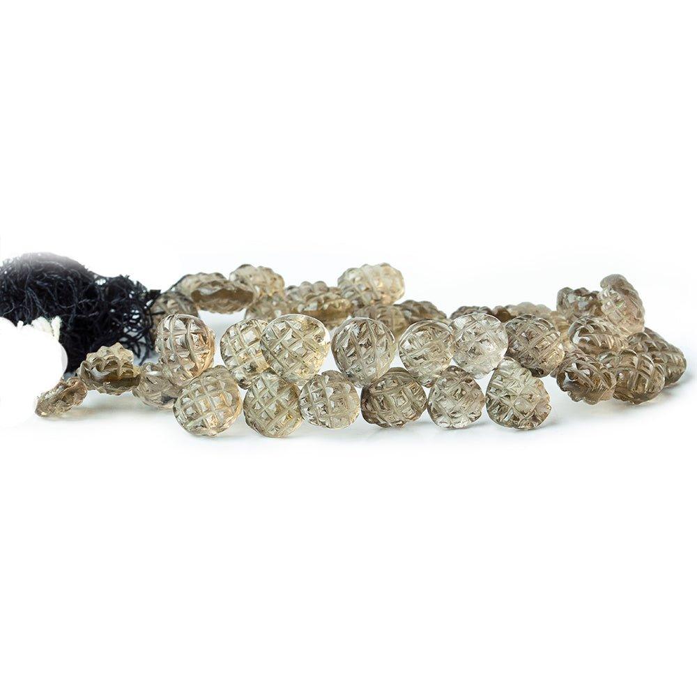 9-11mm Smoky Quartz Pineapple Cut Top Drilled Heart Beads - The Bead Traders