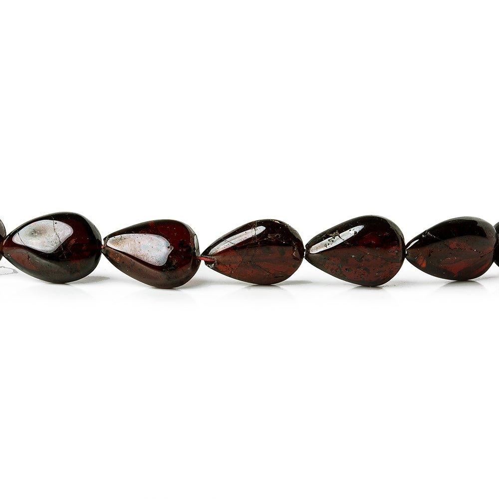 9 - 12mm Garnet Straight Drilled Plain Pear Beads 14 inch 36 pieces - The Bead Traders