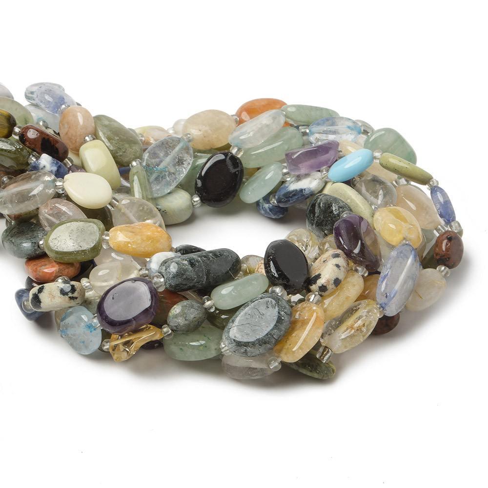 9-12mm Multi Gemstone Plain Oval Beads, 14 inch - The Bead Traders