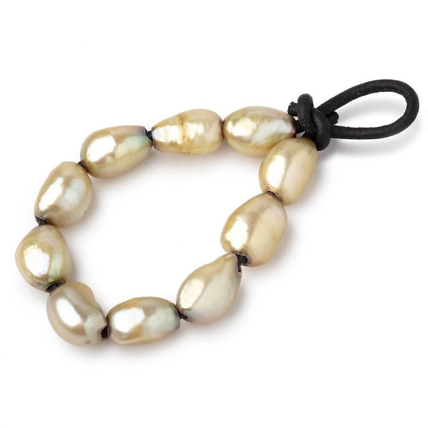 9-12mm Pale Sage Baroque large hole Pearls 10 pieces