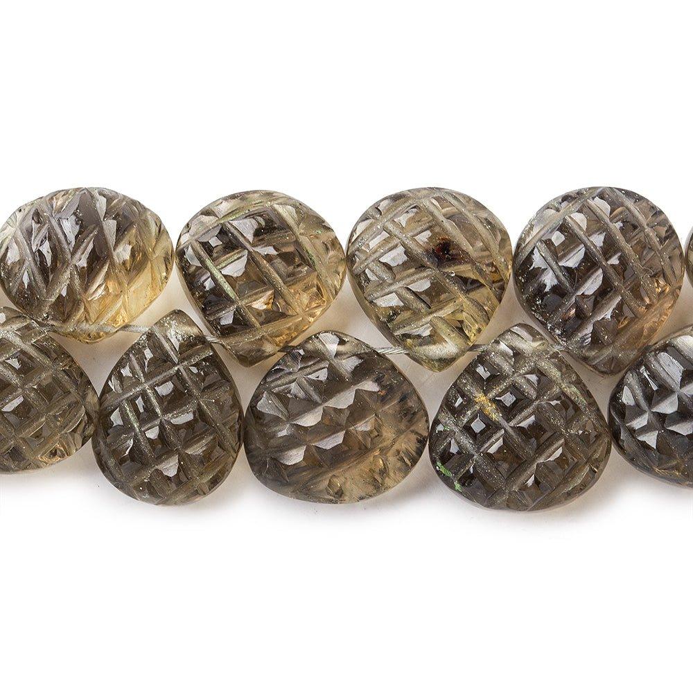 9-12mm Smoky Quartz Pineapple Cut Top Drilled Heart Beads - The Bead Traders