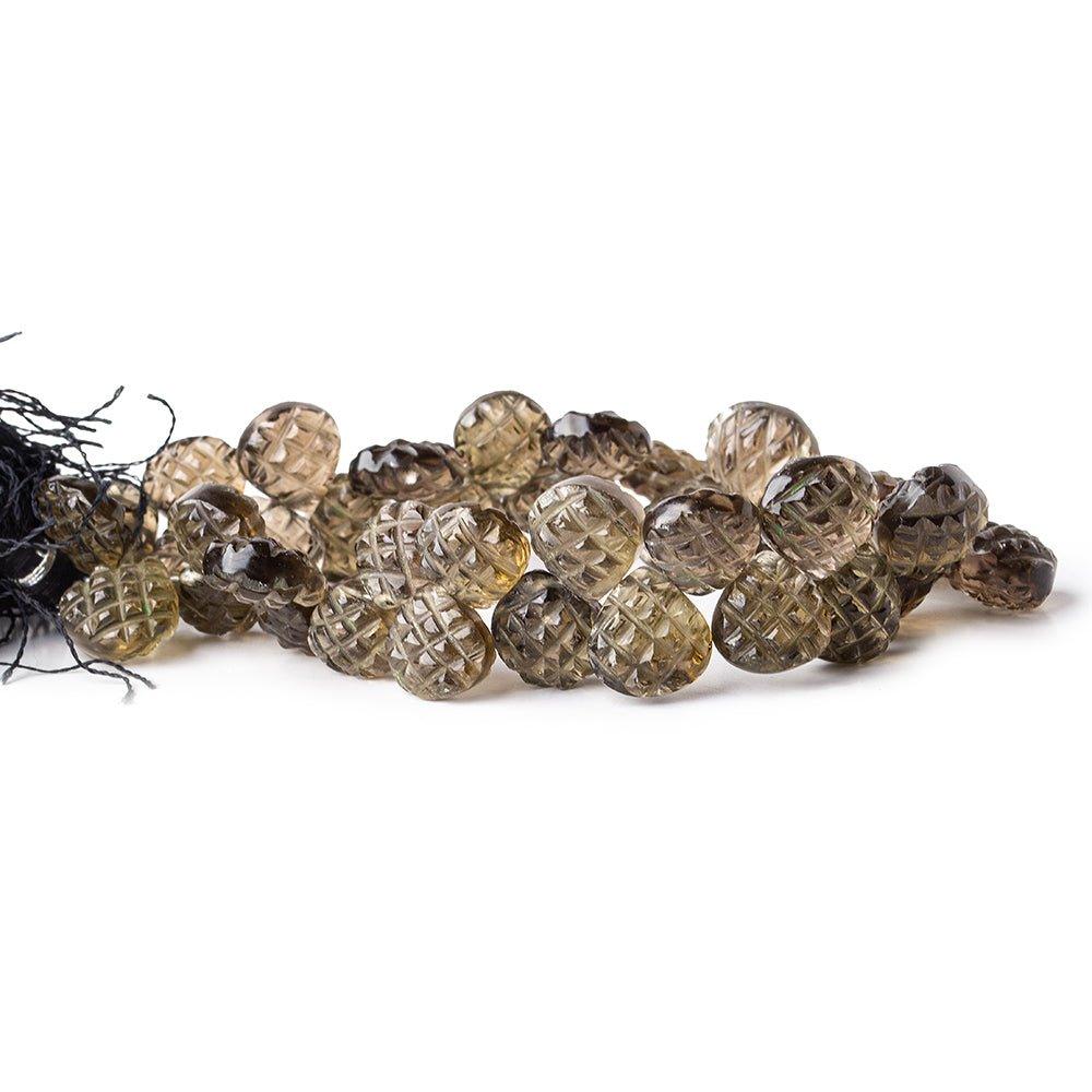 9-12mm Smoky Quartz Pineapple Cut Top Drilled Heart Beads - The Bead Traders