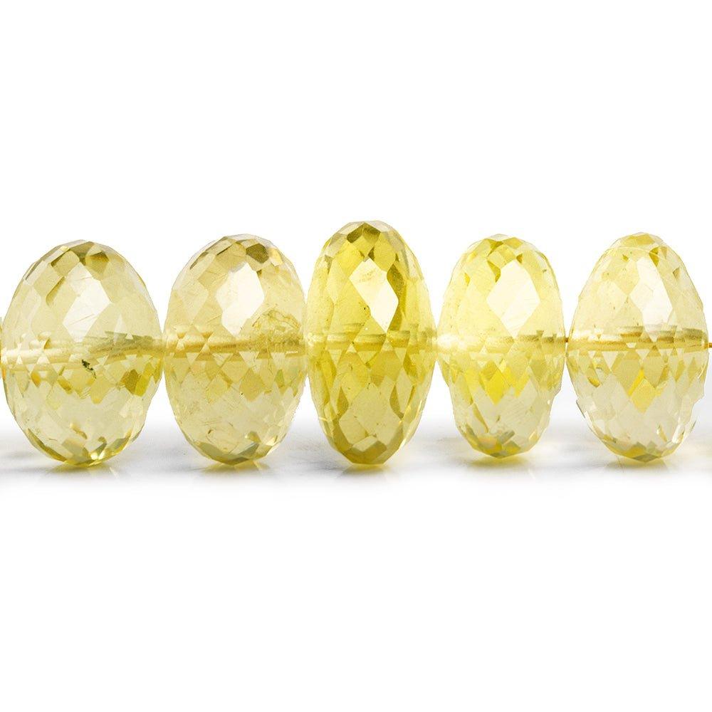 9-13.5mm graduated Lemon Quartz faceted rondelle beads 16 inch 60 pieces - The Bead Traders