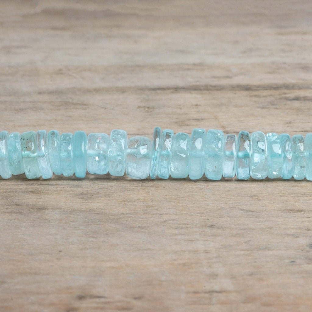 9-13mm Aquamarine Plain Heishi Beads 12 inch 115 pieces - The Bead Traders
