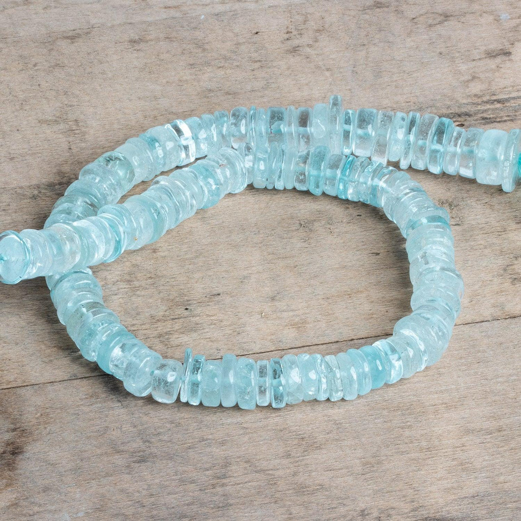 9-13mm Aquamarine Plain Heishi Beads 12 inch 115 pieces - The Bead Traders