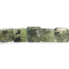 9-13mm Frosted Prehnite Hammer Faceted Cube Beads 8 in 18 pcs - The Bead Traders