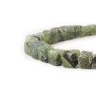 9-13mm Frosted Prehnite Hammer Faceted Cube Beads 8 in 18 pcs - The Bead Traders